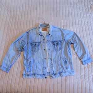 LEVI'S Denim Jean Jacket Vintage Faded Frayed XXL Clean Used Frayed Faded